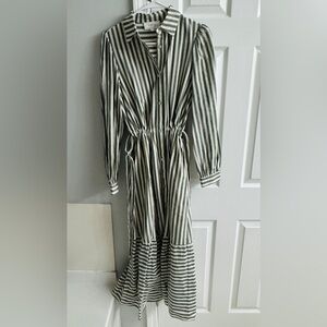 Boutique Design “In February” Striped Green and White Dress dress with pockets!